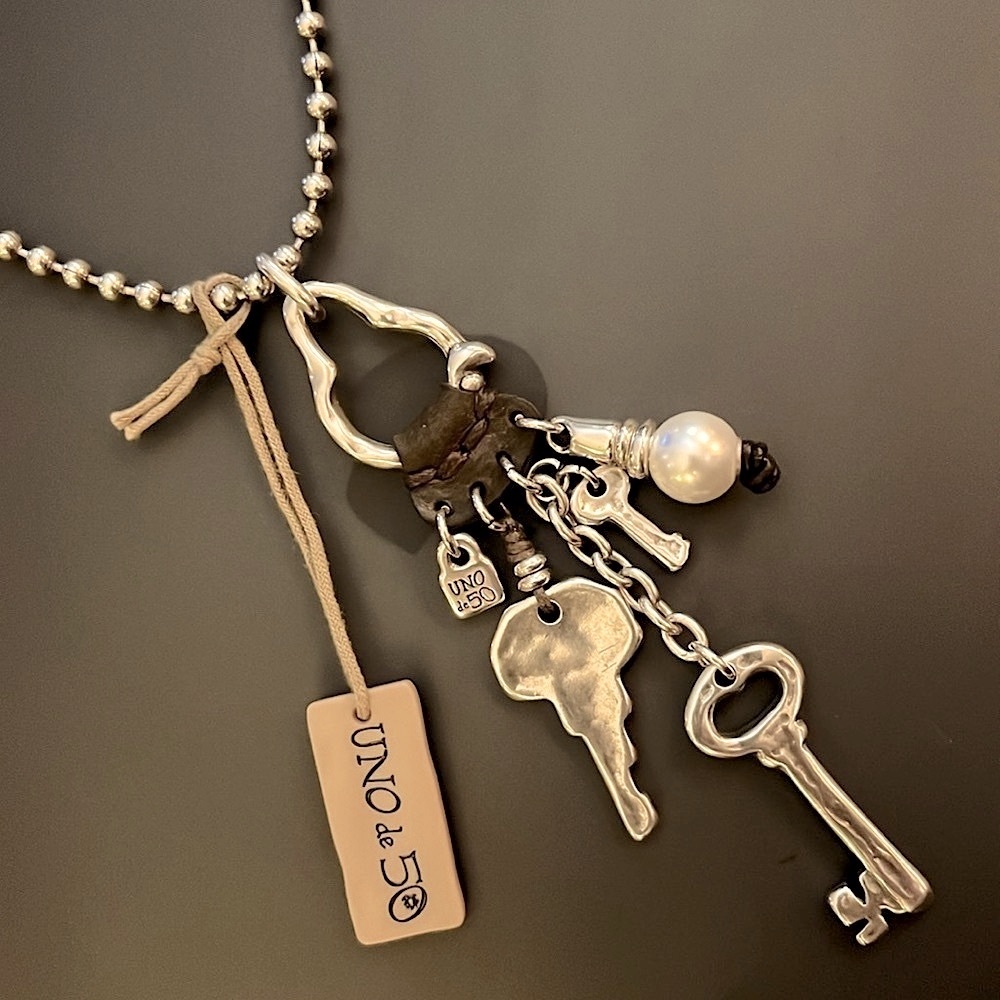 Uno de 50 long key charm necklace